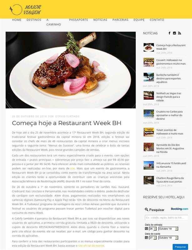 2018 10 26 site maior viagem comca hoje a restaurant week bh